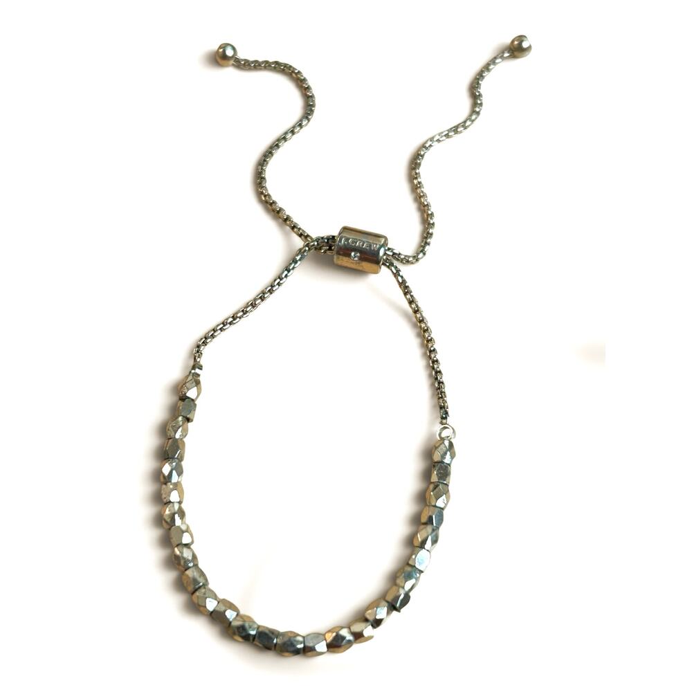 J.Crew Gold Tone Beaded Slider Bracelet Adjustable Bolo Pull Chain